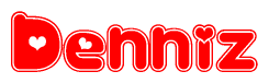 The image displays the word Denniz written in a stylized red font with hearts inside the letters.