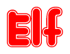 The image displays the word Elf written in a stylized red font with hearts inside the letters.