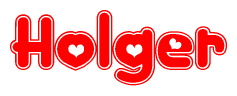 The image displays the word Holger written in a stylized red font with hearts inside the letters.
