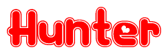 The image displays the word Hunter written in a stylized red font with hearts inside the letters.