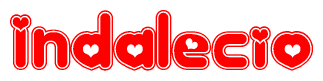 The image displays the word Indalecio written in a stylized red font with hearts inside the letters.
