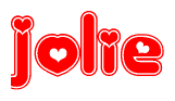 The image displays the word Jolie written in a stylized red font with hearts inside the letters.