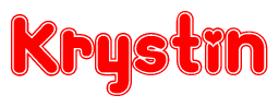 The image is a clipart featuring the word Krystin written in a stylized font with a heart shape replacing inserted into the center of each letter. The color scheme of the text and hearts is red with a light outline.