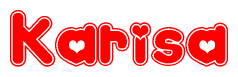 The image displays the word Karisa written in a stylized red font with hearts inside the letters.