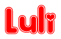 The image displays the word Luli written in a stylized red font with hearts inside the letters.