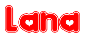 The image displays the word Lana written in a stylized red font with hearts inside the letters.