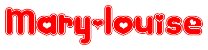 The image is a clipart featuring the word Mary-louise written in a stylized font with a heart shape replacing inserted into the center of each letter. The color scheme of the text and hearts is red with a light outline.