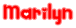 The image displays the word Marilyn written in a stylized red font with hearts inside the letters.