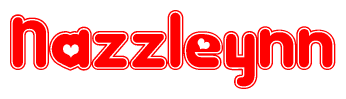 The image is a clipart featuring the word Nazzleynn written in a stylized font with a heart shape replacing inserted into the center of each letter. The color scheme of the text and hearts is red with a light outline.