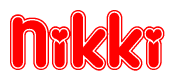 The image displays the word Nikki written in a stylized red font with hearts inside the letters.