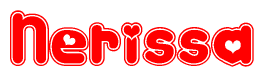 The image displays the word Nerissa written in a stylized red font with hearts inside the letters.