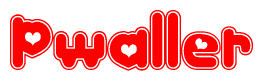 The image displays the word Pwaller written in a stylized red font with hearts inside the letters.