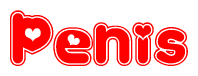 The image displays the word Penis written in a stylized red font with hearts inside the letters.