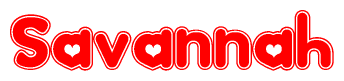 The image displays the word Savannah written in a stylized red font with hearts inside the letters.