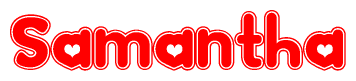 The image displays the word Samantha written in a stylized red font with hearts inside the letters.