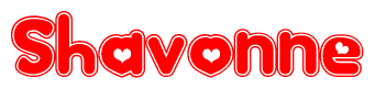 The image is a clipart featuring the word Shavonne written in a stylized font with a heart shape replacing inserted into the center of each letter. The color scheme of the text and hearts is red with a light outline.