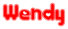 The image displays the word Wendy written in a stylized red font with hearts inside the letters.