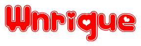 The image displays the word Wnrique written in a stylized red font with hearts inside the letters.