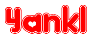 The image displays the word Yankl written in a stylized red font with hearts inside the letters.