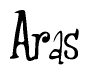 The image contains the word 'Aras' written in a cursive, stylized font.