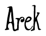 The image contains the word 'Arek' written in a cursive, stylized font.