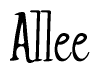 The image contains the word 'Allee' written in a cursive, stylized font.
