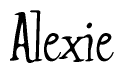 The image contains the word 'Alexie' written in a cursive, stylized font.