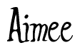 The image contains the word 'Aimee' written in a cursive, stylized font.