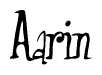The image contains the word 'Aarin' written in a cursive, stylized font.