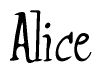 The image is of the word Alice stylized in a cursive script.