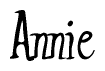 The image is of the word Annie stylized in a cursive script.