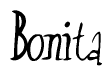 The image contains the word 'Bonita' written in a cursive, stylized font.