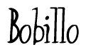 The image is of the word Bobillo stylized in a cursive script.