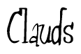 The image is a stylized text or script that reads 'Clauds' in a cursive or calligraphic font.