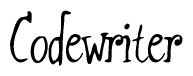 The image is of the word Codewriter stylized in a cursive script.