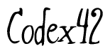 The image contains the word 'Codex42' written in a cursive, stylized font.