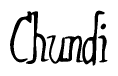 The image is a stylized text or script that reads 'Chundi' in a cursive or calligraphic font.