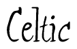 The image is a stylized text or script that reads 'Celtic' in a cursive or calligraphic font.