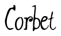 The image contains the word 'Corbet' written in a cursive, stylized font.
