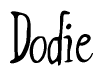 The image contains the word 'Dodie' written in a cursive, stylized font.
