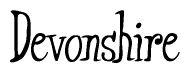 The image is of the word Devonshire stylized in a cursive script.