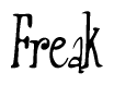 The image is of the word Freak stylized in a cursive script.
