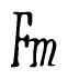 The image contains the word 'Fm' written in a cursive, stylized font.