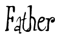 The image is of the word Father stylized in a cursive script.
