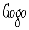 The image is of the word Gogo stylized in a cursive script.