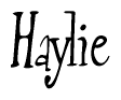 The image is of the word Haylie stylized in a cursive script.