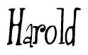 The image is a stylized text or script that reads 'Harold' in a cursive or calligraphic font.