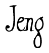 The image is of the word Jeng stylized in a cursive script.