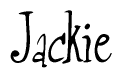 The image is of the word Jackie stylized in a cursive script.