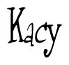 The image contains the word 'Kacy' written in a cursive, stylized font.